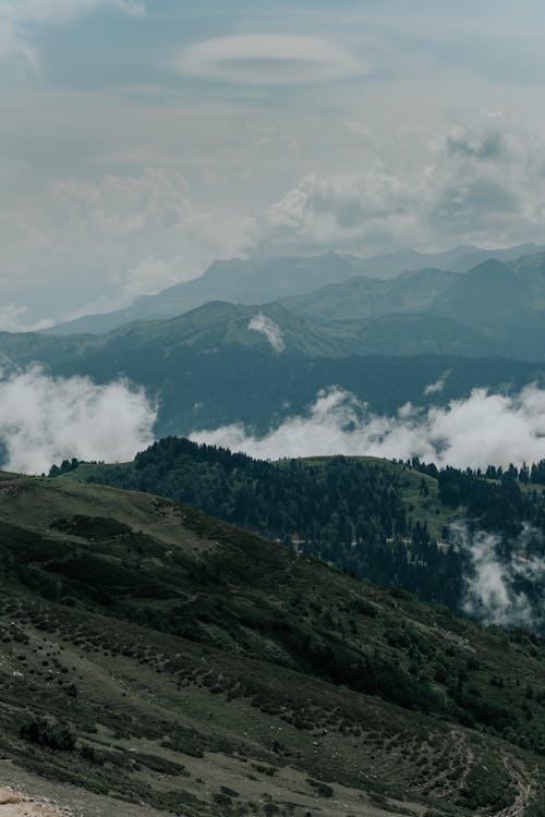 Green Mountains Under White Clouds