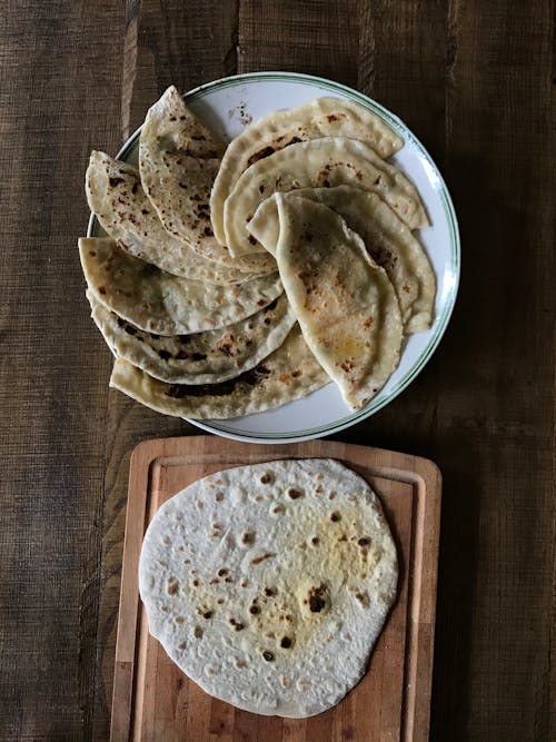 Flat Bread on the Wooden Table