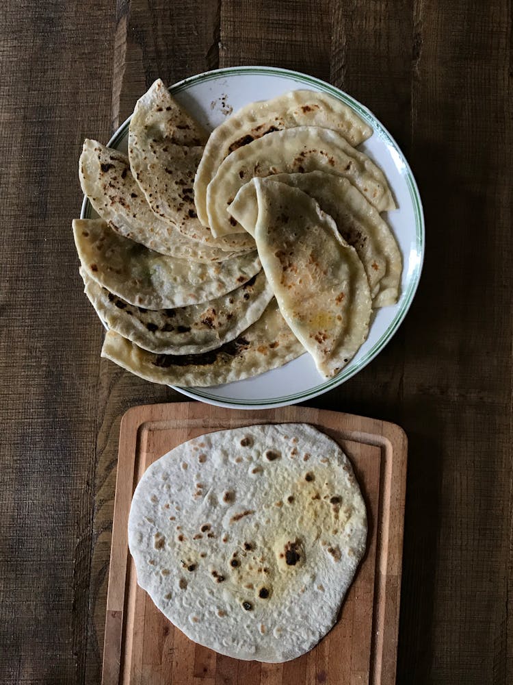 Flat Bread On The Wooden Table