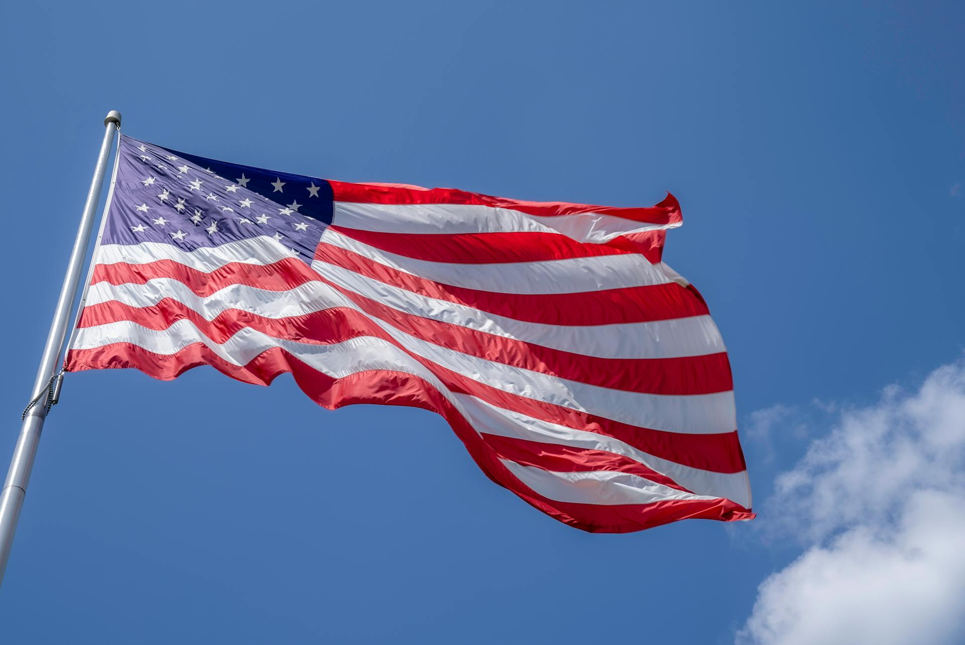 American Flag Under Blue Sky