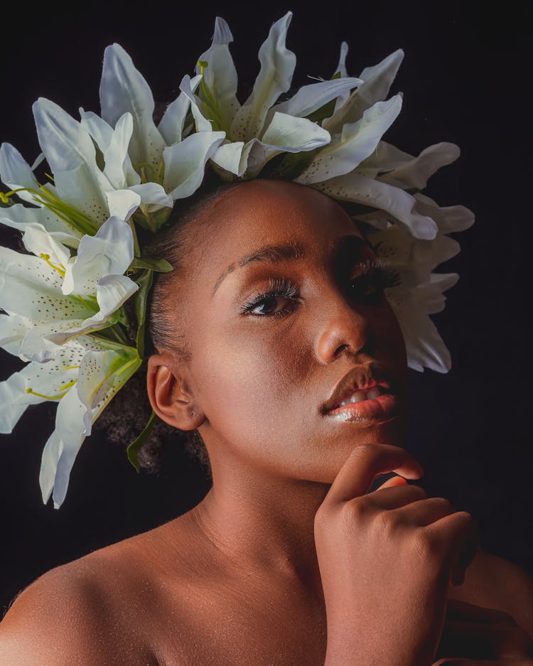 Beautiful Woman With Flowers On The Head