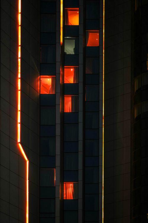Red Light on Building Wall at Night · Free Stock Photo
