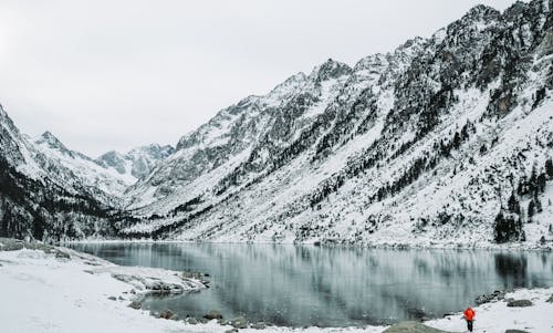 Free Lake Near Snow Covered Mountain Stock Photo