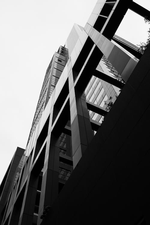 Free Grayscale Photo of a High-Rise Building Stock Photo