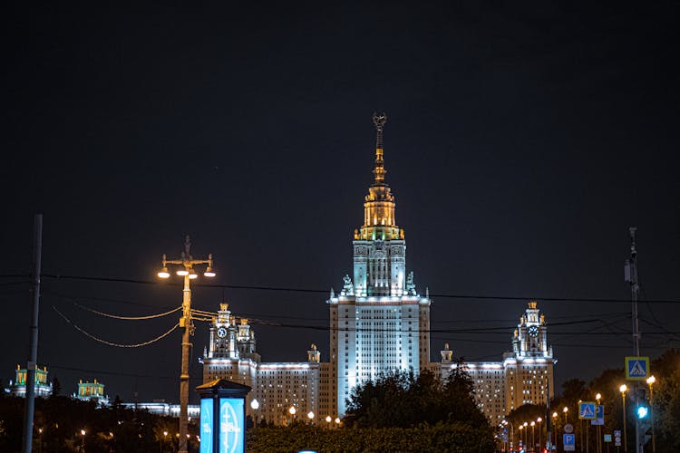 Photo Of Moscow State University During Night Time