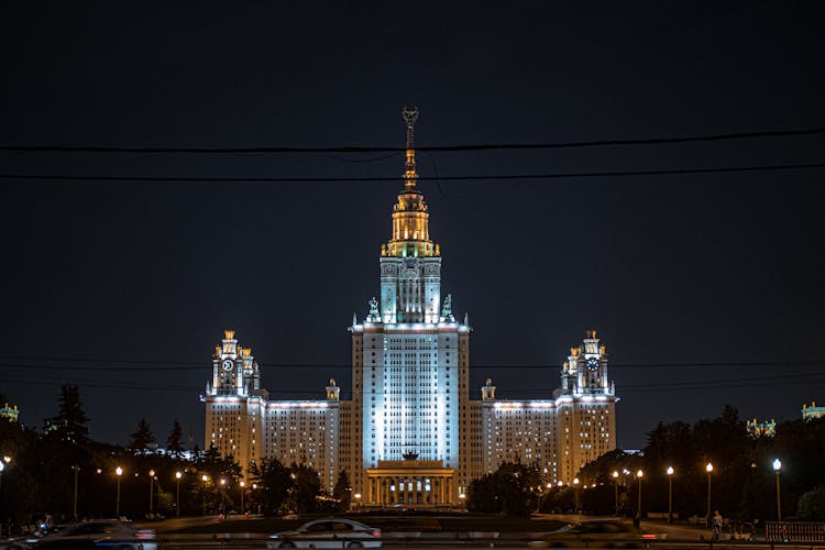 The Moscow State University At Night 