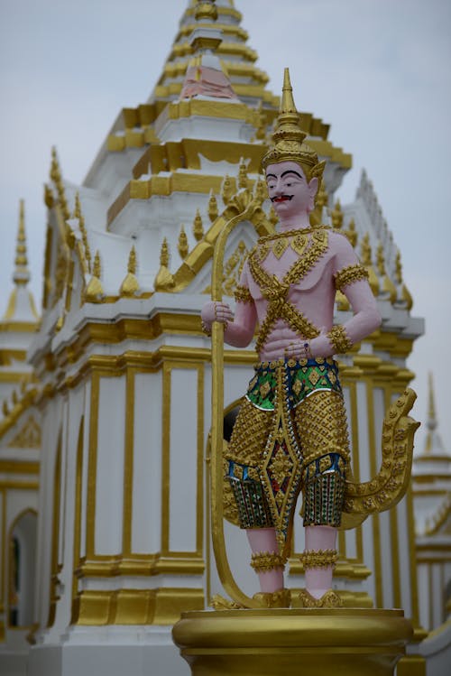 Golden Statue Near the Temple