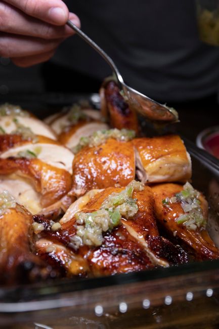 Basting means spooning or brushing liquid over food as it cooks, to add flavor and moisture to the surface. How and when to do it safely.