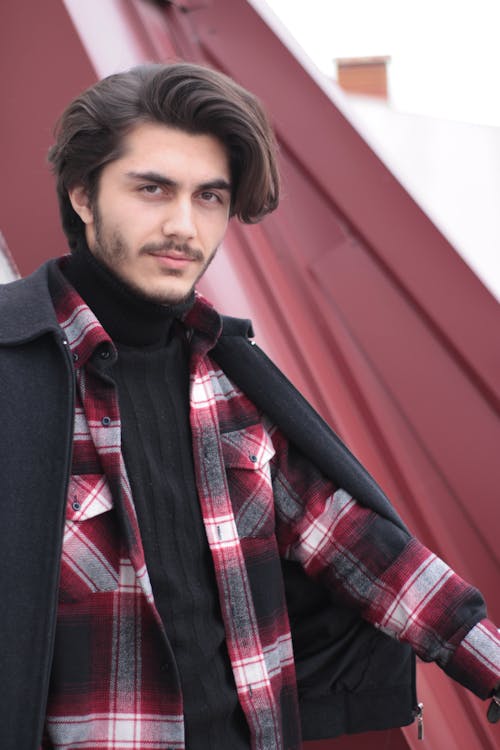 A man in Red and Black Plaid Shirt