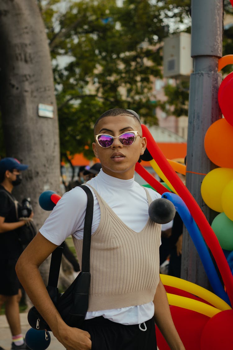 Woman Wearing Sunglasses On Festival