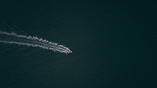 Aerial View of a Boat on the Water