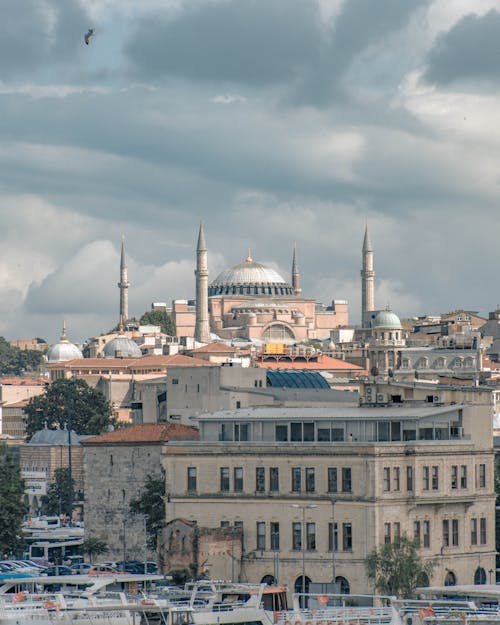 View of the Hagia Sophia Grand Mosque ad Its Minarets