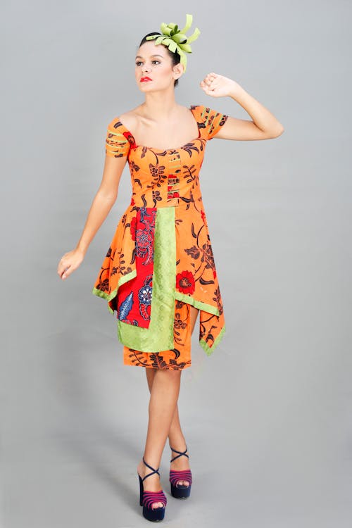 A Woman Posing in a Trendy Dress