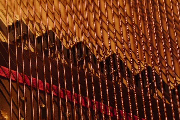 Close-Up Shot Of Piano String