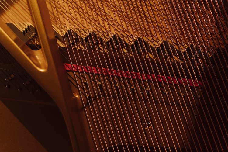 Close-Up Shot Of Piano String