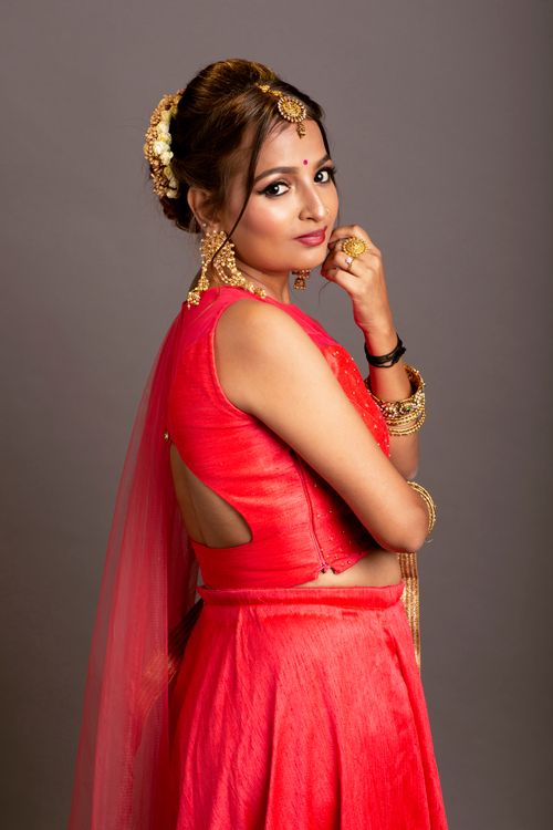 An Elegant Woman in Red Saree · Free Stock Photo