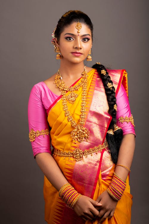 Photo of Woman Wearing Red Sari · Free Stock Photo
