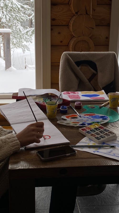 Person Painting on White Paper