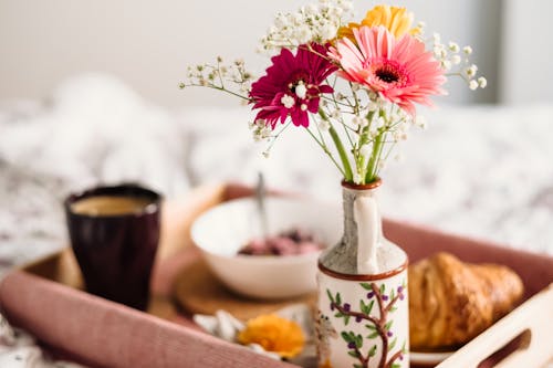 Pink and Yellow Gerbera Daisies in Vase