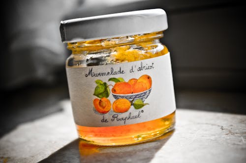 Free stock photo of apricot, france, glass jar