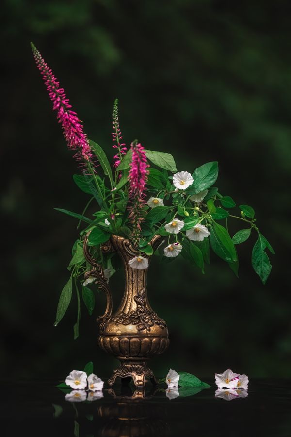 Wildflowers in a vintage brass vase by Skyler Ewing on Pexels