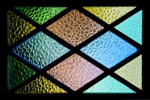 Green, Yellow, Brown, and Blue Stained Glass