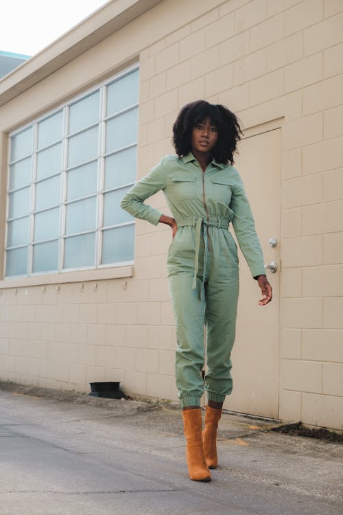 A Woman in Green Jumpsuit