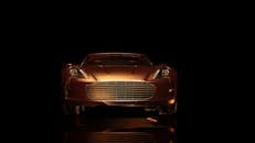 黑暗环境中，豪华跑车的前视图展现了优雅与设计