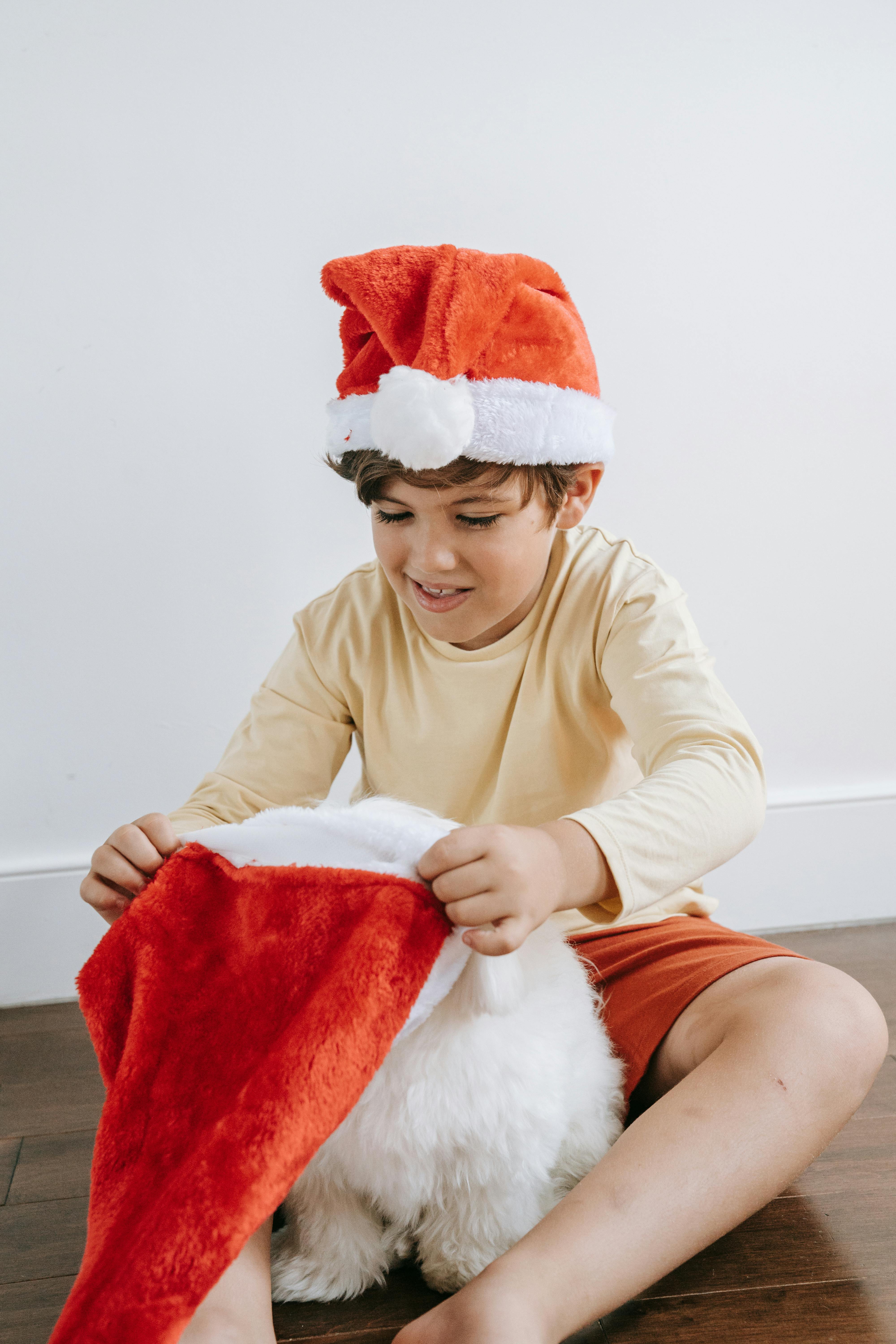 putting a santa hat on a photo