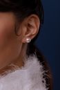 Woman Wearing Silver Stud Earring