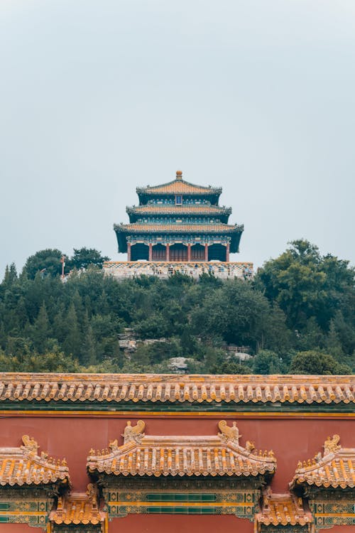 View of the Buddhist Temple in Jingshan Park