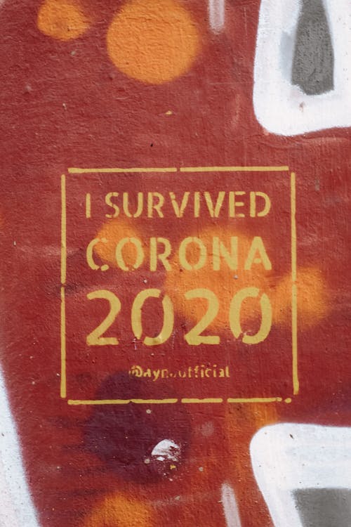 Close up of I Survived Corona Text