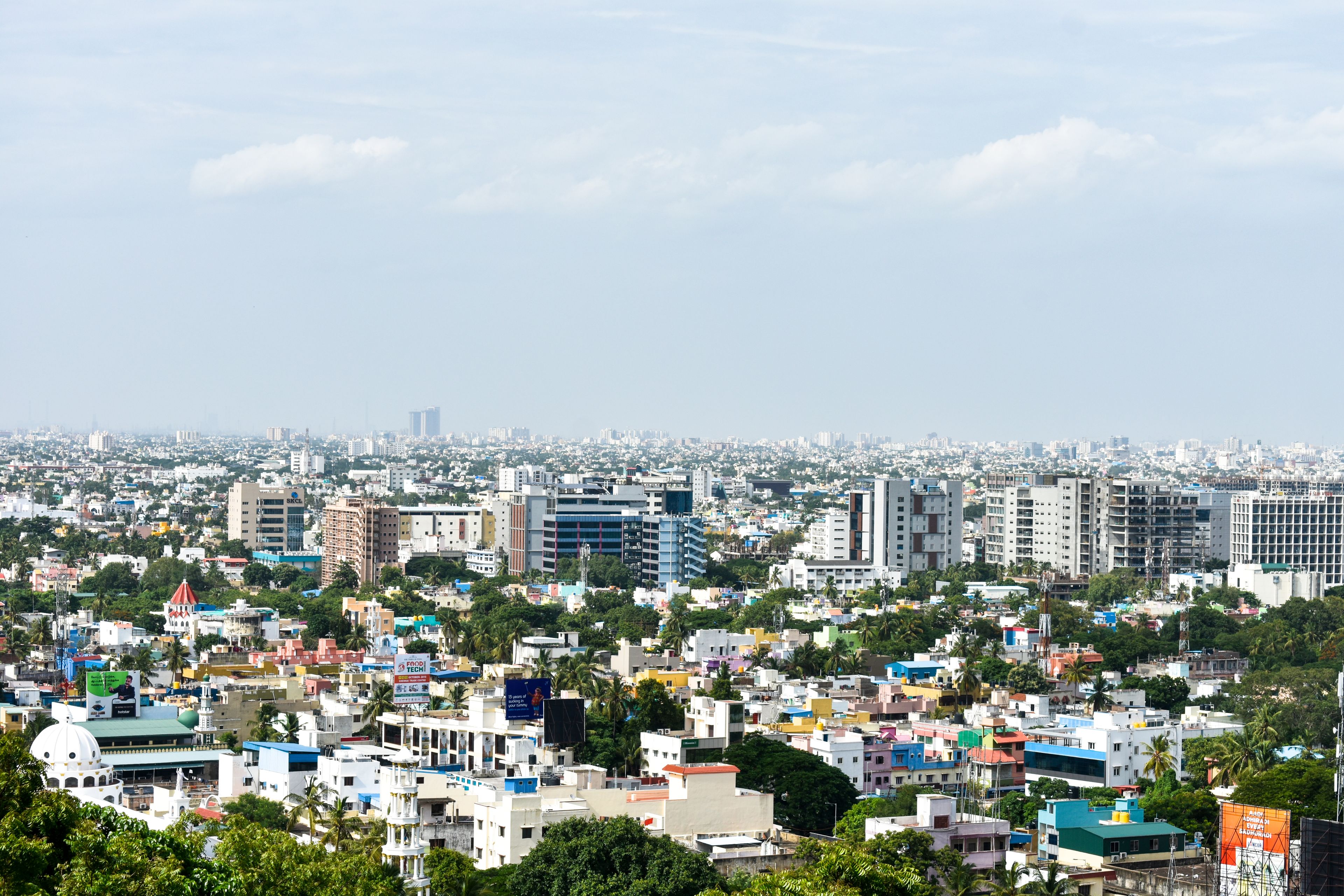 Aerial view of high-rise buildings in Chennai