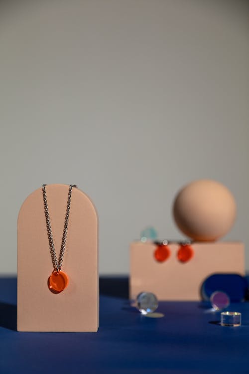Orange Cross Pendant Necklace