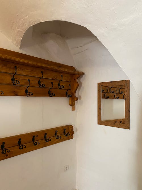 Brown Wooden Wall Mounted Rack