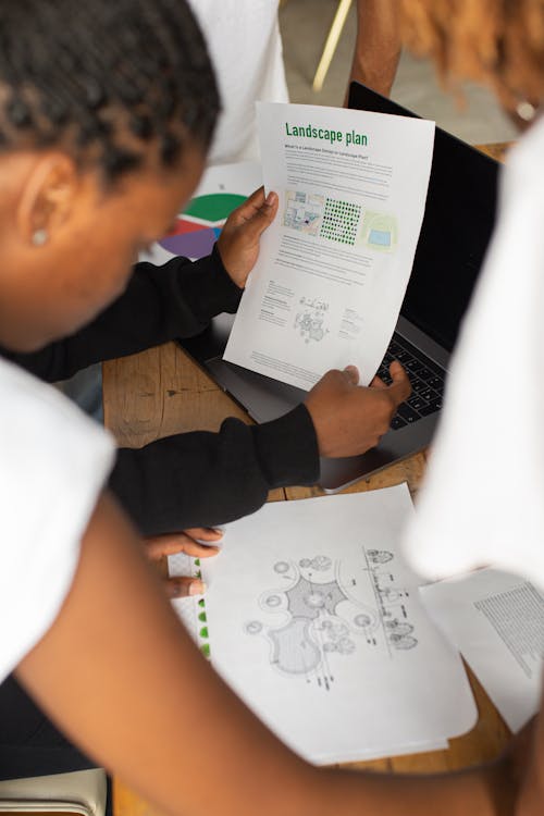 Woman looking through Documents