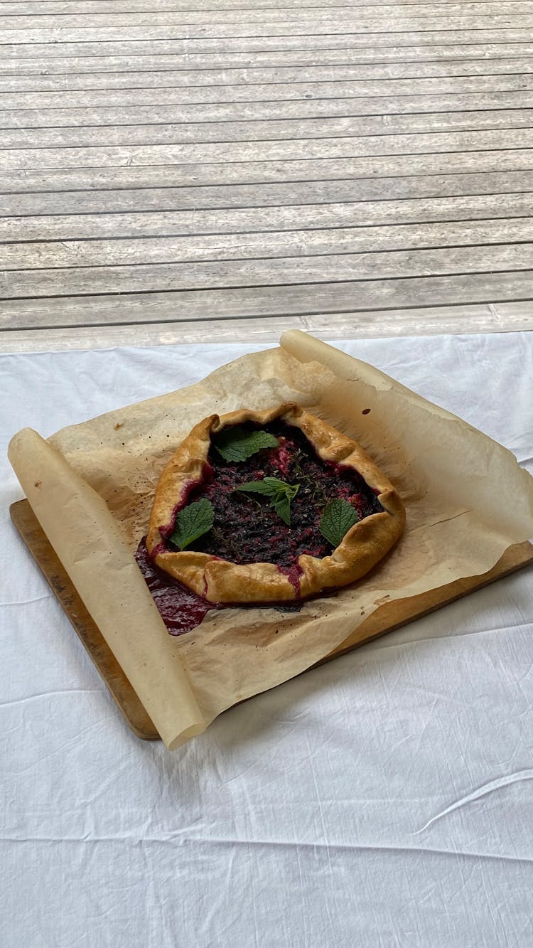 A Dessert On A Piece Of Brown Paper