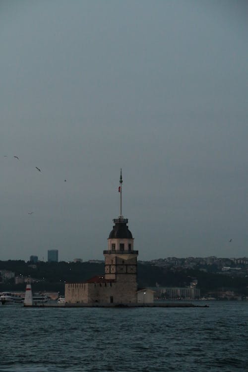 Photo of Maiden's Tower in Istanbul, Turkey Under Gray Sky