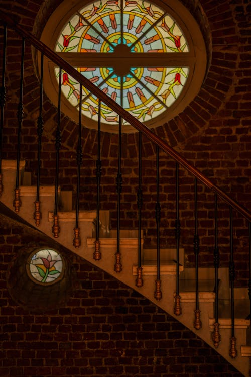 Brown and White Staircase