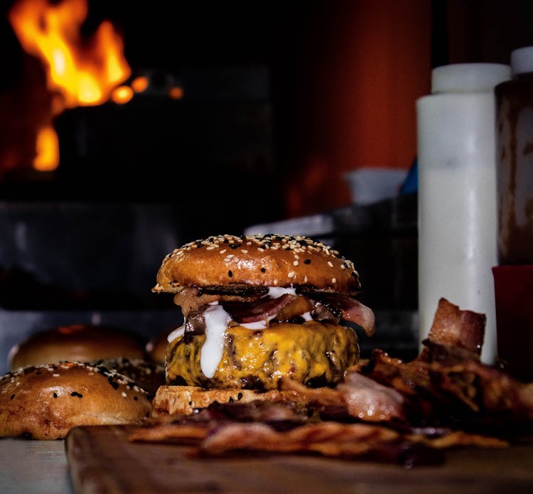 Close-up Photo Of Mouth-watering Grilled Burger 