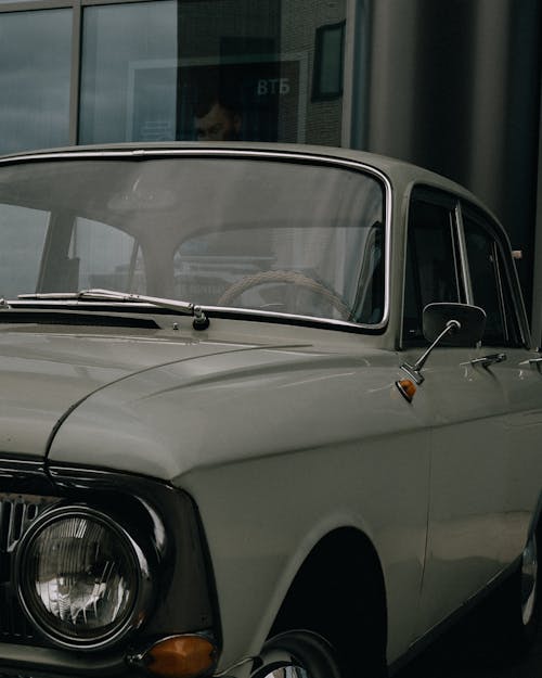 Close-Up Shot of a Gray Car