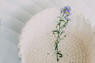 Blue Flowers on White Round Textile