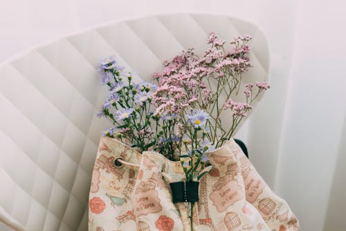 Pink Flowers and Purple Flowers in the Bag