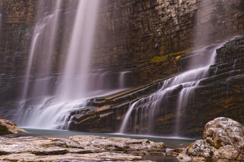 Free Water Falls on Rocky Ground Stock Photo