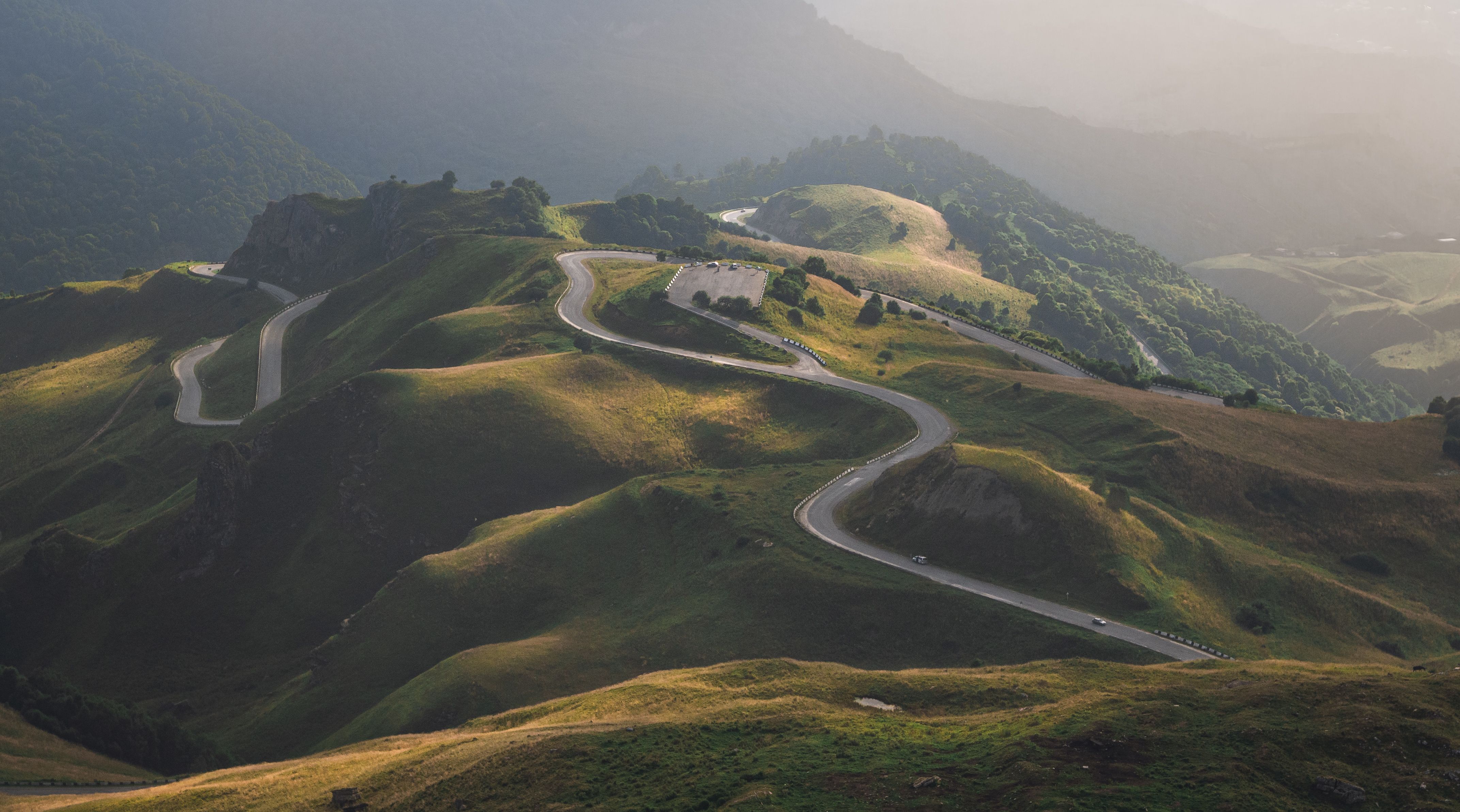 Scenic mountain landscape with winding road