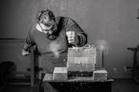 Grayscale Photo of a Man