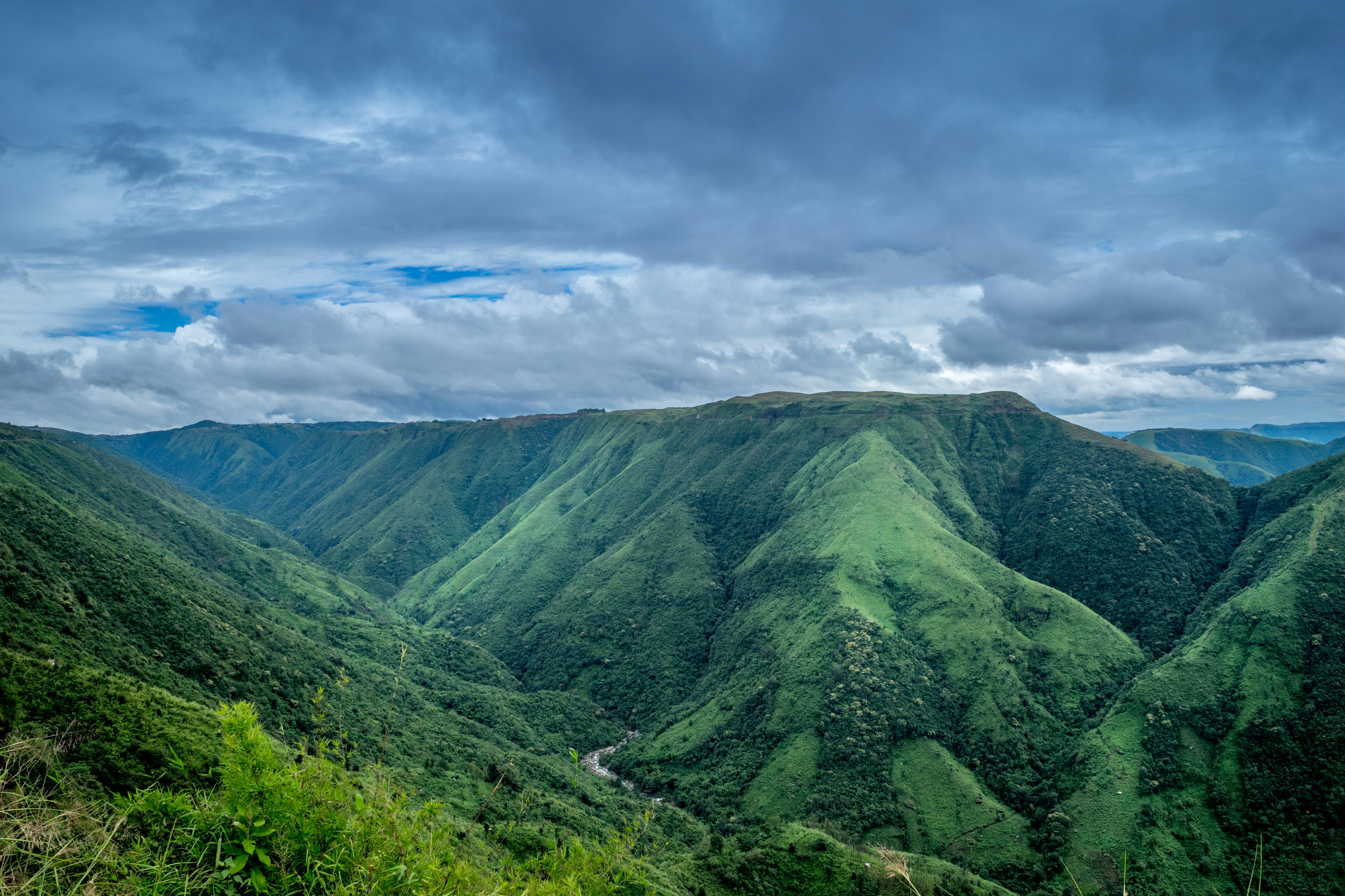 Brown Leaf Trees Near Ocean over Mountain Under Blue Sky ..., free happy birthday ocean images