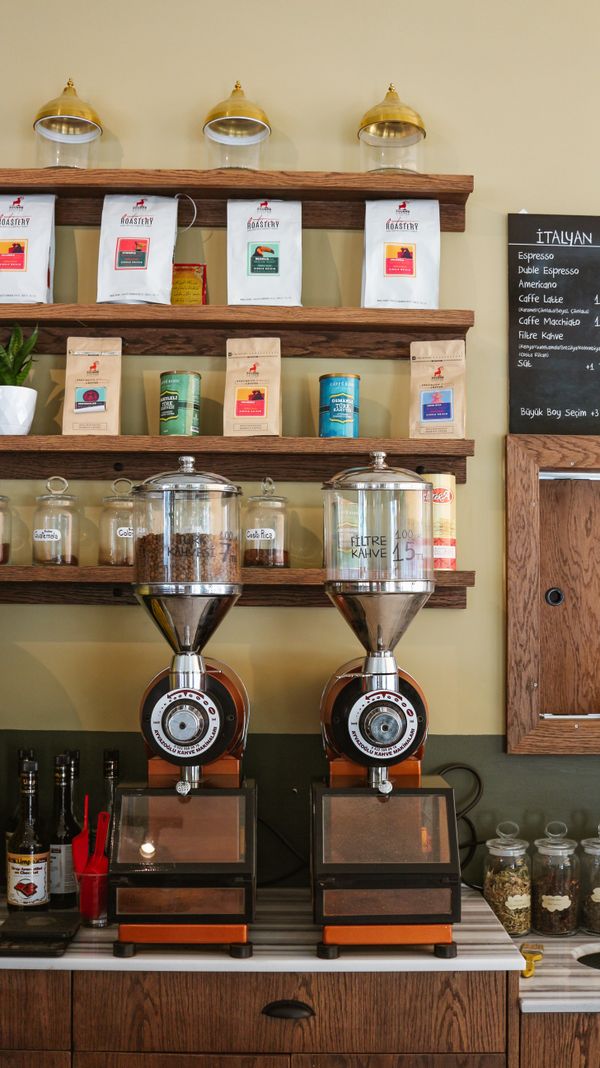 Coffee bags on shelf