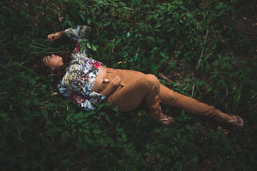 Woman Lying on Leaves