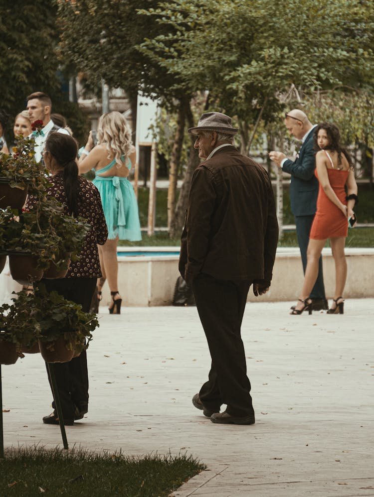 People Walking In A City